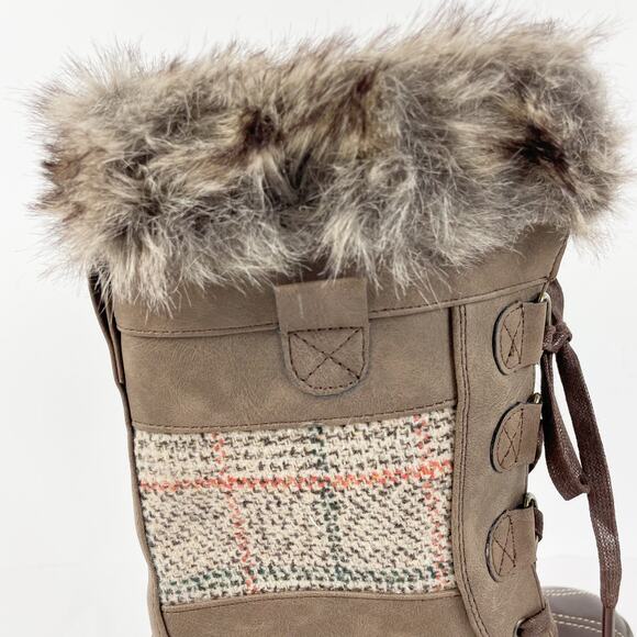 Northside Womens Bishop Winter Boots 11 Brown Lace Up Faux Fur Trim NWOB - Picture 12 of 15